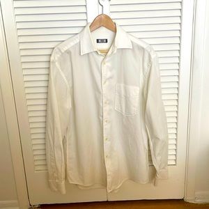Zara Cotton pique Medium size long sleeve shirt in off white